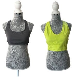 Champion Gray Sports Bra + 90 Degree Neon Green Seamless Sports Bra Large Bundle